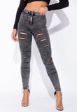 Dark Grey Acid Multi Slash High Waisted Jeggings