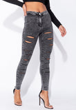 Dark Grey Acid Multi Slash High Waisted Jeggings