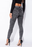 Dark Grey Acid Multi Slash High Waisted Jeggings