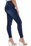 Blue High Waist Freyed Distressed Ripped Jeans