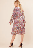 Multi Paisley Print Wrap Midi Dress