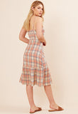 Petite Checked Cotton Ruffle Hem Midi Dress