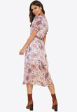 Paisley Print Sheer Puff Sleeve Button Down Midi Dress