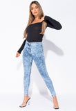 Mid Blue Acid High Waisted Skinny Jeggings