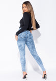 Mid Blue Acid High Waisted Skinny Jeggings