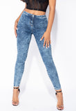 Dark Blue Acid High Waisted Skinny Jeggings