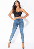 Dark Blue Acid High Waisted Skinny Jeggings