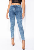 Dark Blue Acid High Waisted Skinny Jeggings