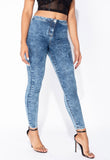 Dark Blue Acid High Waisted Skinny Jeggings