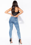 Dark Blue Acid High Waisted Skinny Jeggings