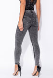 Dark Grey Acid High Waisted Skinny Jeggings