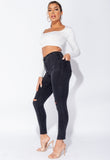 Charcoal Knee Slash High Waisted Jeggings