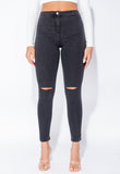 Charcoal Knee Slash High Waisted Jeggings