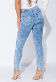 Mid Blue Acid Knee Slash High Waisted Jeggings