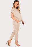 Stone Short Sleeve Baggy Comfy Boxy Loungewear 2 Piece Set