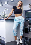 Aqua Tie Dye Draw Cord Jogger Bottoms