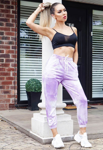 Lilac Tie Dye Draw Cord Jogger Bottoms