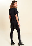 Black Mock Horn Button Front Mini Smock Dress