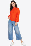 Red Soft Cable Long Sleeve Knit Jumper