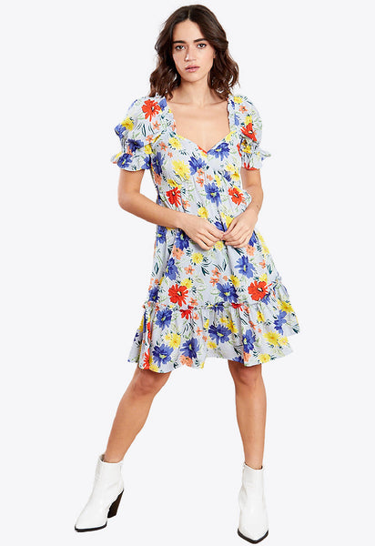 Multi Floral Skater Mini Dress