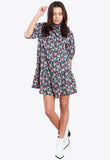 High Neck Ditsy Print Swing Mini Dress