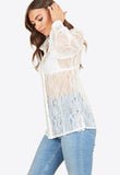 White Lace Satin Detail Oversized Shirt