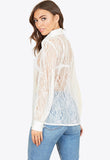 White Lace Satin Detail Oversized Shirt