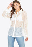 White Lace Satin Detail Oversized Shirt