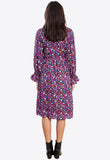 Purple Floral Print Midi Tie Waist Wrap Dress