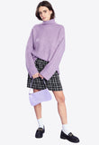 Lilac Funnel Neck Ribbed Jumper