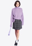 Lilac Funnel Neck Ribbed Jumper