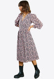 Multi Floral Tie Waist Midi Wrap Dress