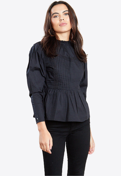 Black Long Sleeves Cotton Top