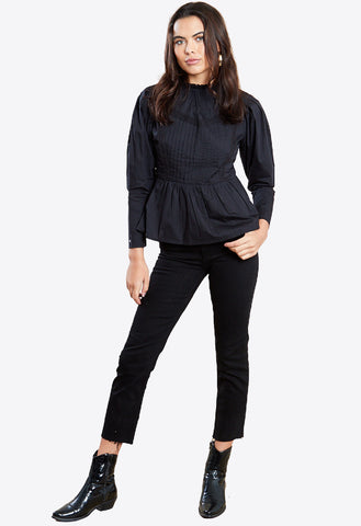 Black Long Sleeves Cotton Top