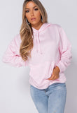 Pink Drawstring Hooded Sweatshirt