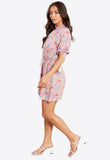 Multi Floral Print Blouson Style Playsuit