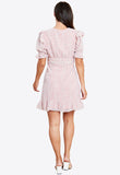 Pink Floral Ruffle Frill Button Detail Mini Dress