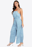 Blue Floral Ditsy Print Square Neck Jumpsuit