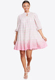 Pink Shirred Keyhole Mini Dress