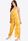 Yellow Isla Floral Tie Front Wide Leg Jumpsuit