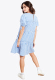 Gingham Blue Tier Mini Dress