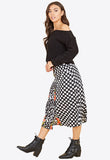 Multi Floral and Contrast Polka Dot 2 Pockets Midi Skirt