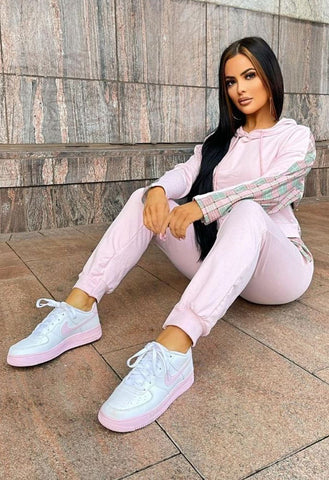 Pink Contrast Checked Lounge Set