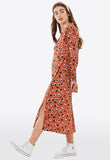 Rust Abstract Animal Print Split Hem Midaxi Dress