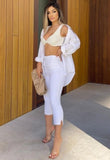 White Split Hem Crop Jeans