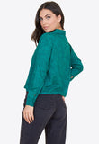 Teal Scattered Heart Cropped Long Sleeve Shirt