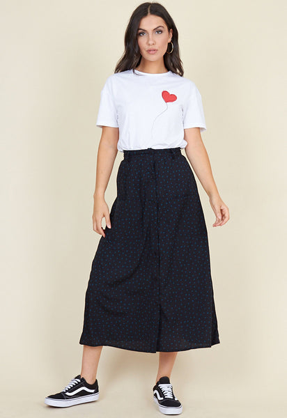 Black High Waisted Button Through Midaxi Skirt