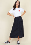 Black High Waisted Button Through Midaxi Skirt