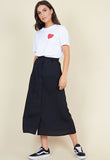 Black High Waisted Button Through Midaxi Skirt