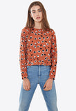 Rust Abstract Animal Spot Print Top